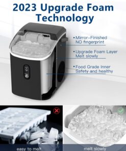 Kndko Nugget Ice Maker Countertop,34lbs/Day,Portable Crushed Ice Machine,Self Cleaning with One-Click Design & Removable Top Cover,Soft Chewable Pebble Ice Maker for Home Bar Camping RV,Black Basic 33lbs/day with pebble ice BLACK UPGRADE 1 30 61PIWyNZIwL