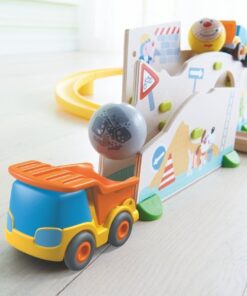 HABA Kullerbu at The Construction Site Play Track - 13 Piece Starter Set with 2 Vehicles and Fascinating Ball Drop - Ages 2 and Up 9 61PIamdg7SL