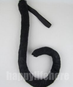 Happylifehere Long Fur Cat Ears and Cat Tail Set Halloween Party Kitty Cosplay Costume Kits (Black) Black 16 61PJ vtAbqL