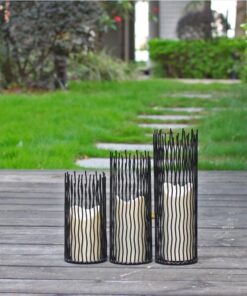Set of 3 Metal Iron Candle Holder, Black Candlestick Modern Table Centerpiece for Indoor & Outdoor Decor, Dining Room, Home Decoration 44 61PKsealrpL