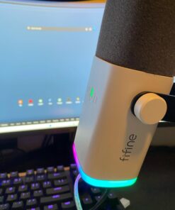 FIFINE Gaming XLR/USB Microphone Kit, Streaming Dynamic Mic Set for PC, Computer Mic for Vocal Podcast Recording Voiceover, with Headphones Jack, Gain Knob, Arm Stand-AmpliGame AM8T White 55 61PPZwuiyUL 1