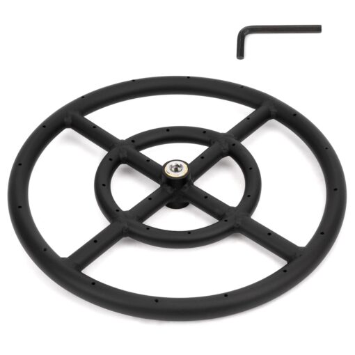 Stanbroil 12 Inch Round Fire Pit Burner Ring for Natural Gas & Propane Fire Pit Fireplace - Black Steel Fire Pit Burner for Indoor & Outdoor, BTU 92,000 Max Round 12"