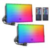 Onforu 2 Pack 500W Equiv LED RGB Flood Lights, 50W Dimmable Million Color Changing Floodlight with Remote, Waterproof Outdoor Indoor DIY Stage Uplights for Christmas Landscape Party Wall Wash Birthday 39 61PQhng0r L
