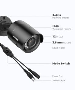 ANNKE 1080p Security Camera 4-in-1 CCTV Bullet Wired Cam, AHD/TVI/CVI/CVBS, Analog Surveillance Video Add–On Camera for Indoor/Outdoor Use, 100ft Clear Night Vision (Power Adapter Not Included) - E200 Black 41 61PSOzEoGaL