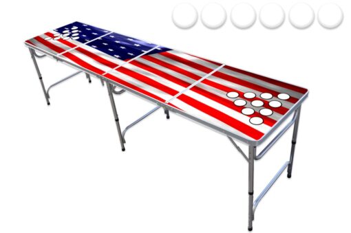 8-Foot Beer Pong Table w/Optional Cup Holes & LED Color-Changing Glow Lights - 11 Table Designs Available America