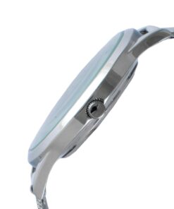 Peugeot Men's Silver Slim Case Stainless Steel Mesh Dress Watch Blue 10 61PUZZ8XaGL