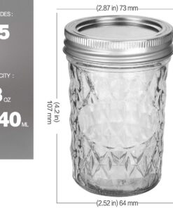 VERONES Mason Jars 8 OZ, 8 OZ Canning Jars Jelly Jars With Regular Lids, Ideal for Jam, Honey, Wedding Favors, Shower Favors, 15 PACK Diamond-15pack-8oz 24 61PV6uE7X4L