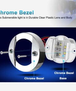 Partsam 4Pcs 3" Inch Round Chrome Marine Boat Lights Blue LED Transom Mount Stern Anchor Navigation Lights IP67 Waterproof, Boat LED Stern Lights, Night Fishing Lights,Deck Lights, 12V, Surface Mount 27 61PZQnsAyUL