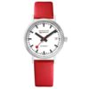 Mondaine - Classic Automatic A128.30008.16SBC - Mens and Womens Watch 33mm - Official Swiss Railways Wrist Watch Date Red Leather Strap 30m Waterproof Sapphire Crystal - Made in Switzerland 22 61Pcfw OoL