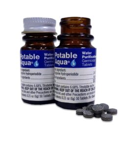 Potable Aqua Water Purification Tablets, Portable and Effective Water Purification Solution for Camping, Hiking, Emergencies, Natural Disasters and International Travel, Two 50ct Bottles, Blue 100 Tablets - Twin pack 20 61Pk1y0FnaL