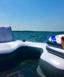 Intex Blue Tropic Inflatable 5 Person Raft or Swimming Pool Island Water Floating Lounger Raft with Backrests, Built in Cooler, and 4 Cupholders 37 61PlLWJ15EL