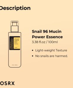 COSRX Snail Mucin 96% Power Repairing Essence 3.38 fl.oz 100ml, Hydrating Serum for Face with Snail Secretion Filtrate for Dull Skin & Fine Lines, Korean Skincare Snail Essence 30 61PlxFCrDbL
