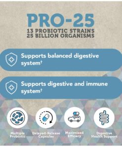 Vitamin Bounty Pro-Daily Probiotic - 13 Probiotic Strains, Gut Health, Digestive Health, Including Lactobacillus Acidophilus, Probiotic for Women and Men (Pro-25 Probiotics) Pro-25 Probiotics 25 61PmMg4NNFL
