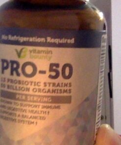 Vitamin Bounty Pro-50 Probiotics - 13 Probiotic Strains, Gut Health, Digestive Health, Probiotic for Women and Men, Delayed Release Capsule with Prebiotic Greens - 60 Capsules 60 Count (Pack of 1) 37 61Po njWmpL
