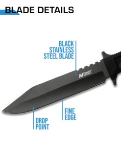 MTECH USA MT-086 Fixed Blade Hunting Knife, Black Straight Edge Blade, Black Handle, 12-1/4-Inch Overall, Black Blade 34 61PoYpp031L