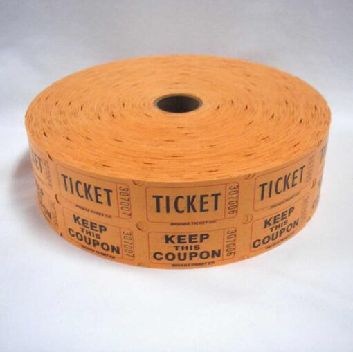 Sale Orange Double Raffle Ticket Roll Sale