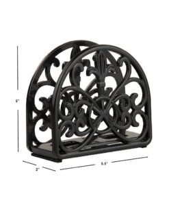 Fleur De Lis Design Cast Iron Napkin Holder, By Home Basics (Black) / Napkin Holders For Kitchen/Table Napkin Holder With Non-Skid Feet/Doubles As Storage For Small Papers Black 25 61PunSL3IeL