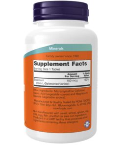Alternative view of NOW Supplements, Selenium (L-Selenomethionine) 100 mcg, Essential Mineral*, 250 Tablets 250 Count (Pack of 1)