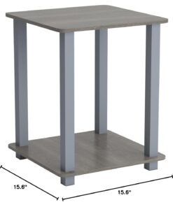 Furinno Simplistic Set of 2 End Table, French Oak Grey/Grey French Oak/Grey 2-Pack, Plastic Pole 15.6 x 15.6 32 61PwHeDGI7L