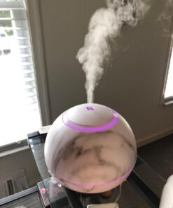 HATHASPACE Marble Essential Oil Aroma Diffuser, 350ml Aromatherapy Fragrance Diffuser & Ultrasonic Cool Mist Room Humidifier, 24+ Hour Capacity, 7-Color Mood Light, Intermittent Mode, BPA-Free (White) White 35 61Q5jD17fxL