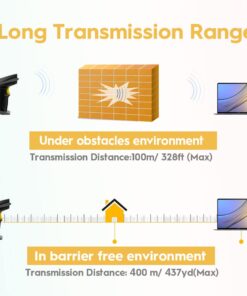 NADAMOO Wireless Barcode Scanner 328 Feet Transmission Distance USB Cordless 1D Laser Automatic Barcode Reader Handhold Bar Code Scanner with USB Receiver for Store, Supermarket, Warehouse Gray 20 61Q7zVxAInL