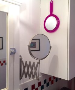 JERDON Two-Sided Wall-Mounted Makeup Mirror - Makeup Mirror with 7X Magnification & Extendable Arm - 8-inch Diameter Mirror with Nickel Finish Wall Mount - Model JP2027N 39 61QAZBrfpzL