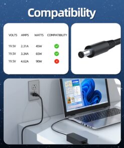 65W Laptop Charger Fit for Dell Latitude 3520 3420 3510 3410 3500 3400 3390 3490 3590 3310 3301 Laptop Power Supply Adapter Cord (UL Listed) 10 61QBU0WfL