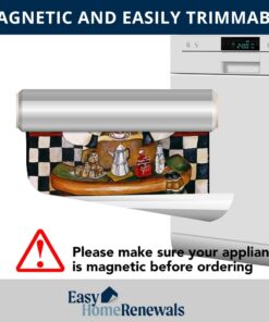 Decorative Dishwasher Cover, Dishwasher Magnet Cover, Magnetic Vinyl Decal, Reusable Panel Decal, 23.5” x 26” | 3 Chefs 11 61QBcYlyelL