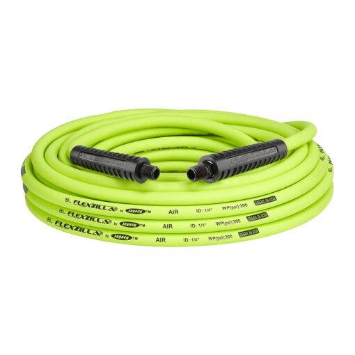 Flexzilla Air Hose 1/4 in x 50', 1/4 in. MNPT Fittings, Heavy Duty, Lightweight, Hybrid, ZillaGreen - HFZ1450YW2 Flexzilla 1/4" (inches) x 50' (feet) Coupler and Plug