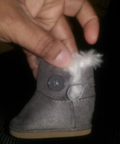Sophia's Gray Suede Winter Boots with White Faux Fur Lining and Trim Plus Gray Side Button and Soft Tan Soles for 18" Dolls, Gray 29 61QDtH3K9SL