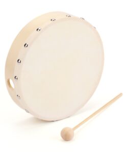 Alternative view of Foraineam 3 Pack 8 Inches Hand Drum Goatskin Drumhead Wood Frame Drum with Beater
