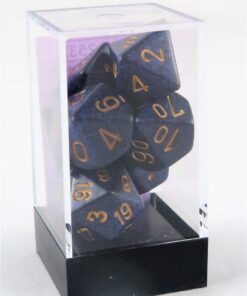 Polyhedral 7-Die Speckled Dice Set - Golden Cobalt 13 61QFGfTI 2L