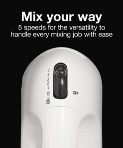 Proctor Silex Easy Mix 5-Speed Electric Hand Mixer with Bowl Rest, Compact and Lightweight, 100 Watts of Peak Power, White 9 61QHHJi2khL