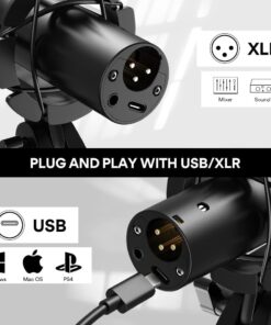 MAONO USB/XLR Podcast Dynamic Microphone, Studio Mic Kit with Volume Control, Shock Mount, Pop Filter, Ideal for Vocal, Instruments Recording, Voice Over, Live Streaming (HD300T) Black 28 61QKgck2w1L