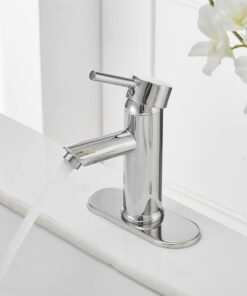 Alternative view of Greenspring Bathroom Sink Faucet Chrome Single Handle One Hole Commercial Deck Mount Lavatory Modern Faucet with Cover Plate and Supply Line Short