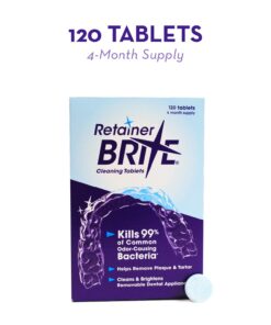 Retainer Brite - Retainer Cleaner Tablets for Invisalign, Mouth Guard Cleaner, Night Guard Cleaner and More. Cleaning Tablets for Ultrasonic Cleaners. 120 Tablets - 4 Month Supply. Made in USA 24 61QUVMwOqL