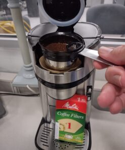 Hamilton Beach The Scoop Single Serve Coffee Maker & Fast Grounds Brewer, Brews in Minutes, 8-14oz. Cups, Stainless Steel 37 61QUYYkFvvL