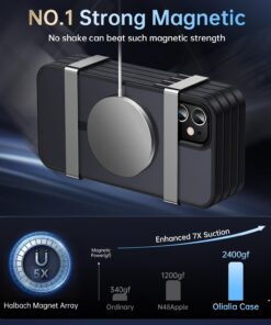 Alternative view of Olialia Strong Magnetic Case for iPhone 11, [Compatible with MagSafe] [Military Drop Protection] Skin-Friendly Touch Shockproof Protective Slim Phone Cover 6.1 inch, Black