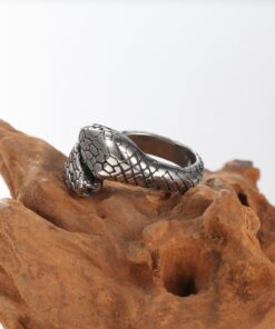 MOWEN JEWELRY Men's 316l Stainless Steel Double Snake Head Ring Band,Retro Pattern Gothic Tribal Biker Opening Ring Silver Black,Sizes 7-13 8 61QUlrT0rDL