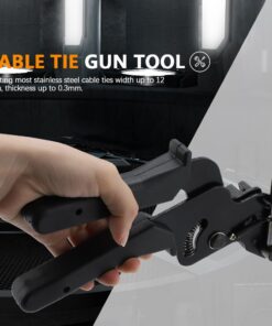Alternative view of Cable Tie Tool, 65 Manganese Steel Stainless Steel Fastening Cable Tie Gun Tension Wire Fastening Automatic Tensioner Cutter Tool, Cutting Width within 12mm, Black, 8.27 x 4.72 x 0.47inch