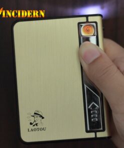 Sunway Lighting Automatic Ejection Rechargeable Cigarette Case Lighters with LED Flashlight,Windproof Electric Flameless USB Lighter Box Holder,Best Gift for Men 12 61QY9 nNRxL