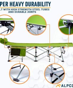Alpcour Folding Camping Cot – Deluxe Collapsible Single Person Bed in a Bag w/Pillow for Indoor & Outdoor Use – Ultra Lightweight, Comfortable, Heavy Duty Design Holds Adults & Kids Up to 300 Lbs Grey 22 61Qfs5aXGCL