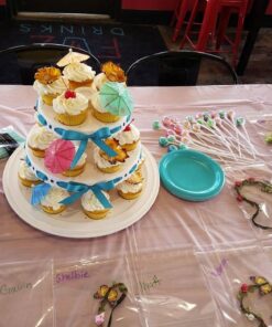 Sweet Creations 3 Tier, Collapsible Cupcake and Cakepop Display Carrier with Handel, White 53 61QhKTk3tvL