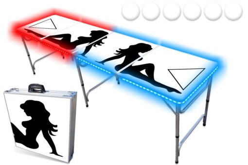 8-Foot Professional Beer Pong Table w/LED Glow Lights - Trucker Girl Edition