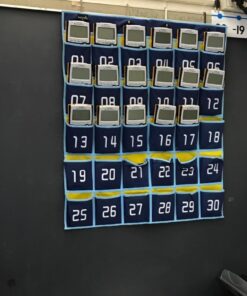 MISSLO Classroom Cell Phone Calculator Holder Numbered 30 Pockets Chart Hanging Wall Door Storage Organizer (Blue) 36 61QmKVdHtoL