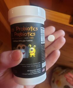 6 Billion CFU Kids/Children's Probiotics with Prebiotics, Sunfiber and Fos, for 10x More Effectiveness. One A Day Great Taste Chewable Probiotic, 2 Months Supply Per Bottle 30 61Qo0VQq1uL