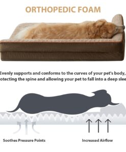 BFPETHOME Orthopedic Dog Beds for Medium Dogs - Waterproof Sofa Dog Bed with Removable Washable Cover, Medium Dog Bed with Waterproof Lining and Nonskid Bottom,Pet Bed for Large Dogs. 30.0"L x 20.0"W x 6.5"Th Beige Coffee 8 61Qq6YcTcIL