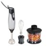 Hamilton Beach 4-in-1 Electric Immersion Hand Blender with Handheld Blending Stick, Whisk + 3-Cup Food & Vegetable Chopper Bowl, 2-Speeds, 225 Watts, Silver and Stainless Steel (59765) 17 61QqziTG6L