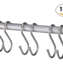 Pro Chef Kitchen Tools Double Utility Hooks - Dual S Hook 10 Pack Set - Hanging S Shaped Heavy Duty Metal Hooks for Outdoor Garage Home Storage Organization - Fits Utensil Rack Rails - Pot Hanger Bar 23 61Qrw8IOBLL