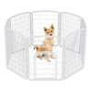 IRIS USA 34" Exercise 8-Panel Pet Playpen with Door, Dog Playpen, Puppy Playpen, Small Medium Large Dogs, Keep Pets Secure, Easy Assemble, Rust-Free, Heavy-Duty Molded Plastic, Customizable, White 8 Panel w/ door